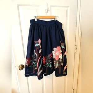 Anthropologie Pankaj & Nidhi navy blue skirt Size 14